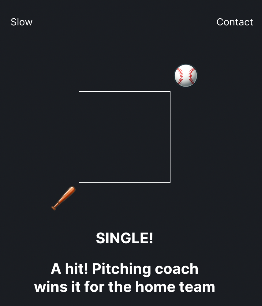 A square grid with a bat icon at the bottom right corner and a baseball icon at the top right.